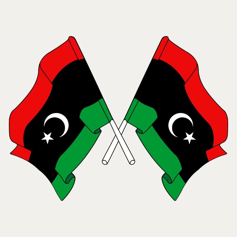 Two flags Libya
