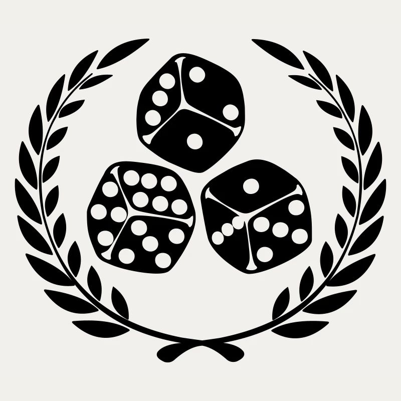Dice in laurel wreath