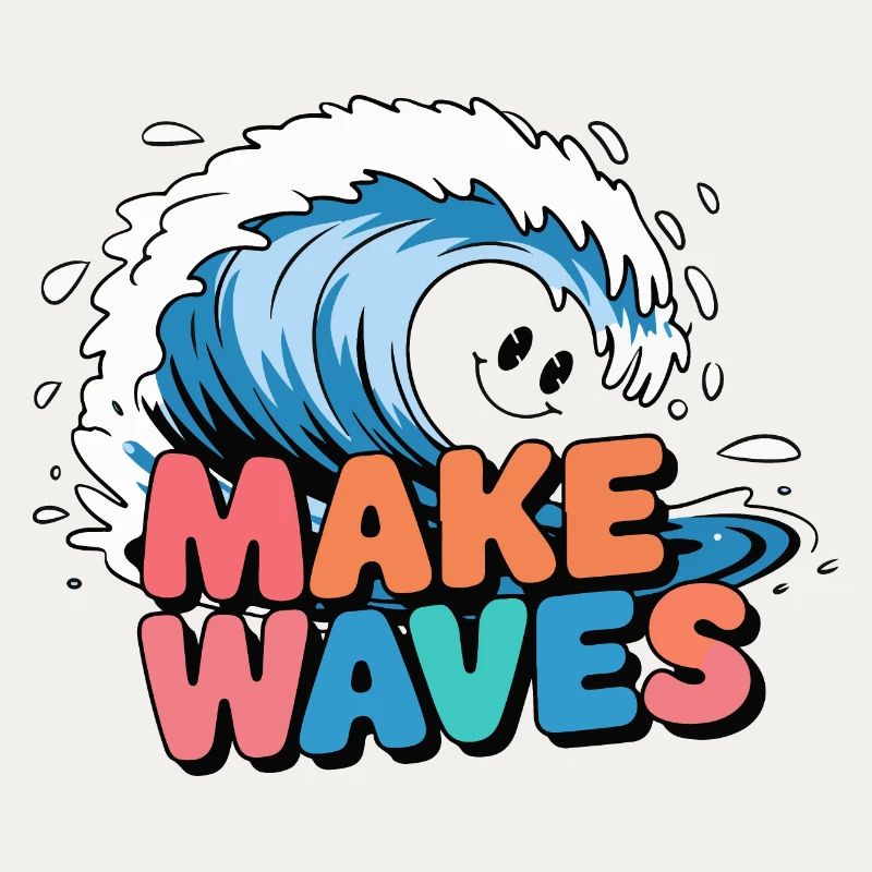 Vague de surf vibrante avec texte Make Waves