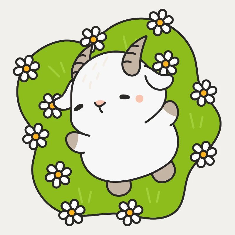 Kawaii Lamm Gänseblümchen