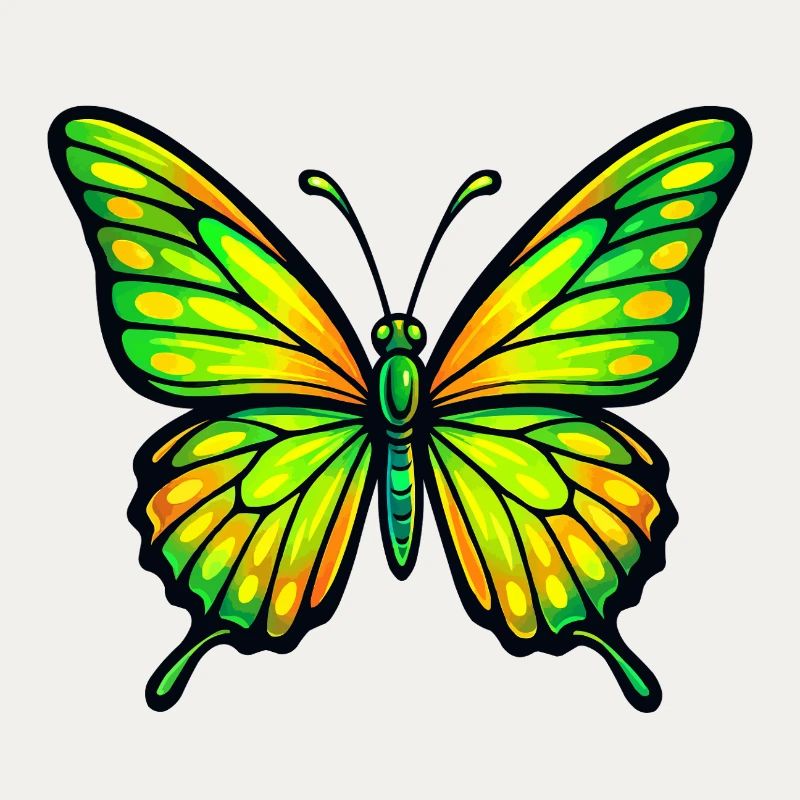 Papillon Vert Éclatant Jaune