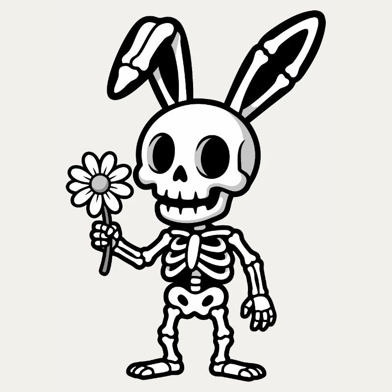 Skeleton Rabbit with Flower