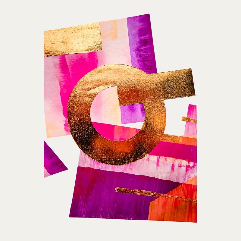 Design abstrait avec doré, rose et violet