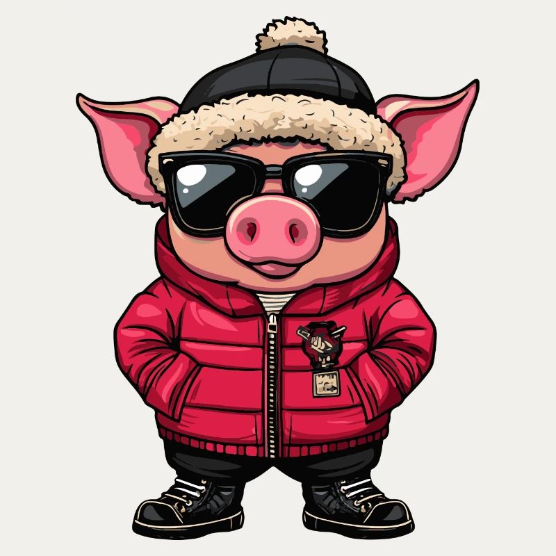 Schwein Winter Comic