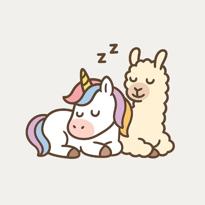 Sleeping unicorn and llama
