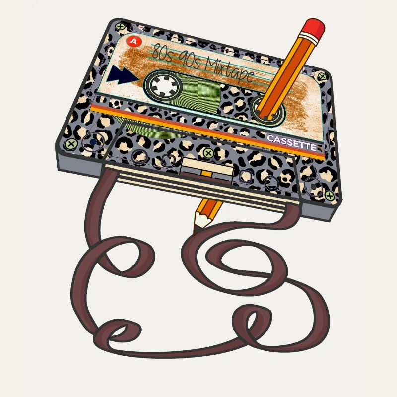 80s 90s Cassette Tape Pencil Throwback Retro Vinta