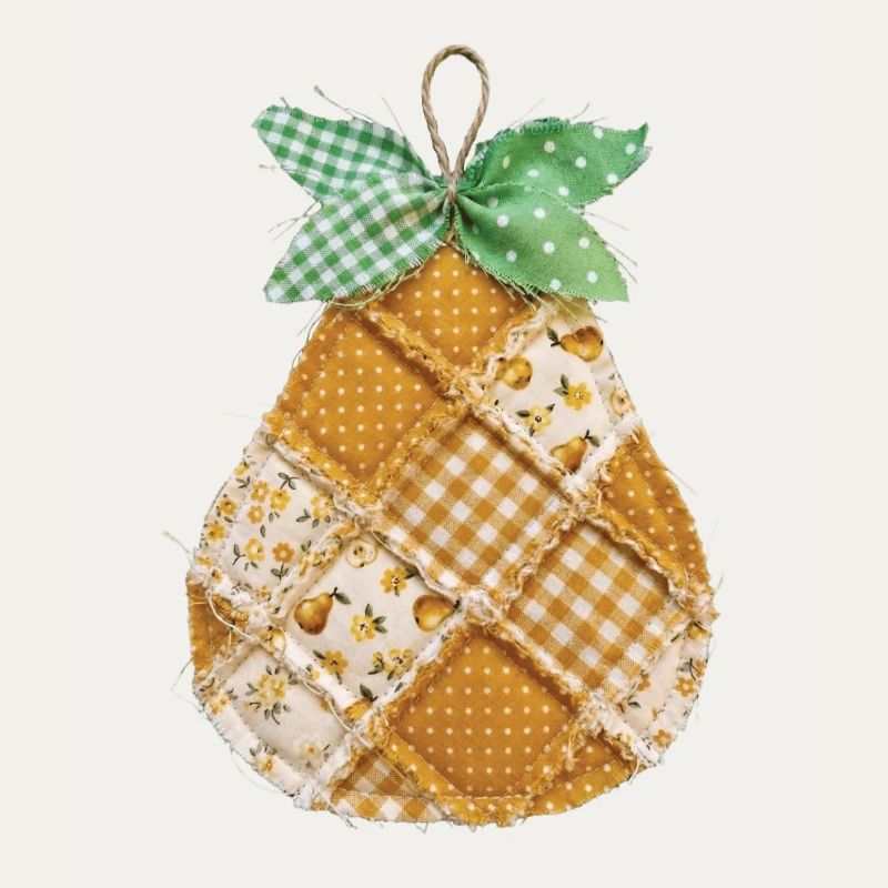Faux Patchwork Pear Fruit Vintage Quilt