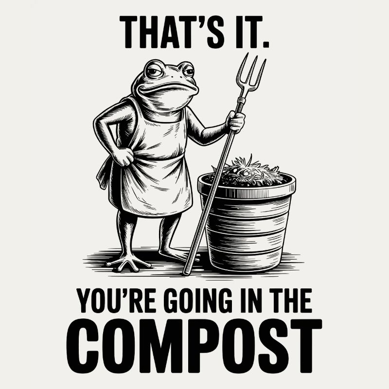 Jardinier, jardin, vous allez dans le compost