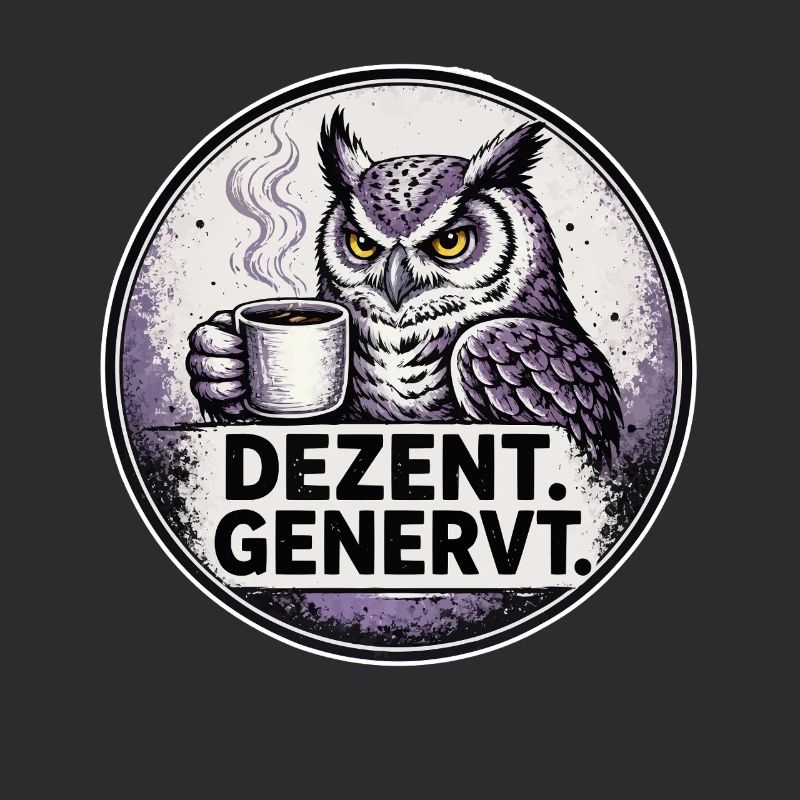 Dezent Genervt Eule mit Kaffee