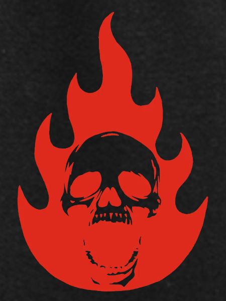Skull and red flame