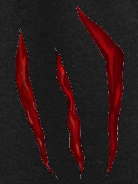 Blood-red scratch marks