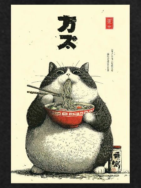 Chonky Cat Ramen Ukiyo-e