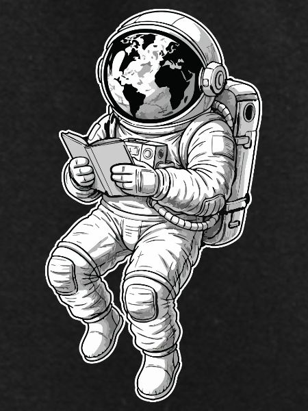 Astronaut Reading Space Earth