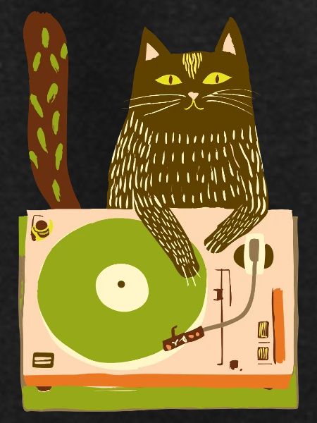 Cat DJ on Turntable