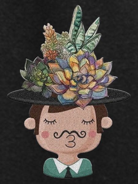 Succulents Hat Character Illustration
