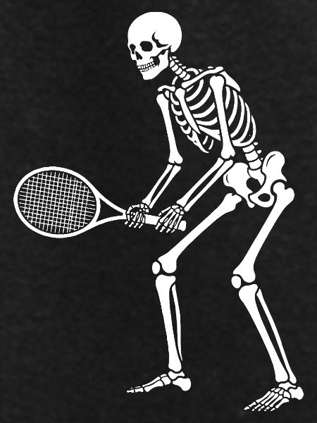 Skeleton plays tennis 