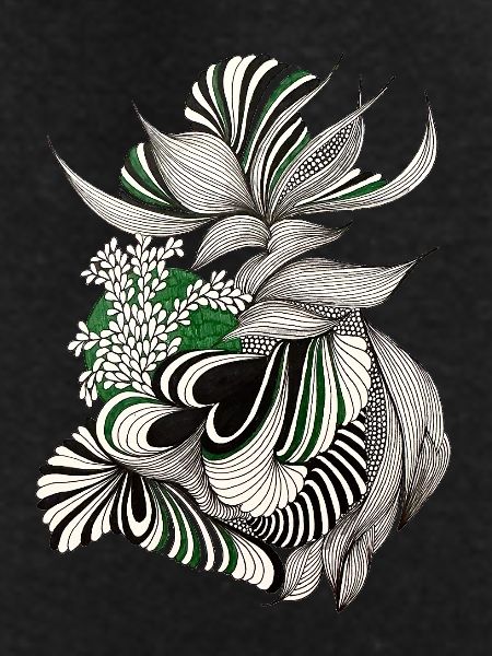 Green Lines Botanical Pattern