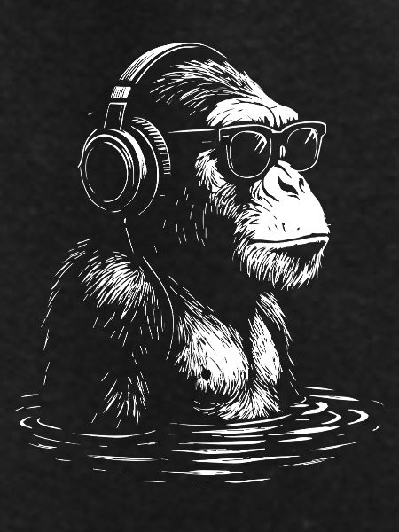 Headphone Monkey in Water