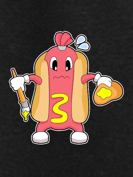 Hotdog Painter Brush Painting