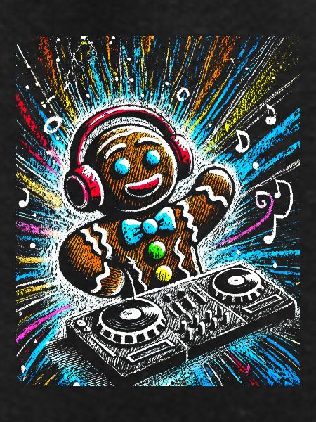 Funkster Gingerbread DJ Illustration