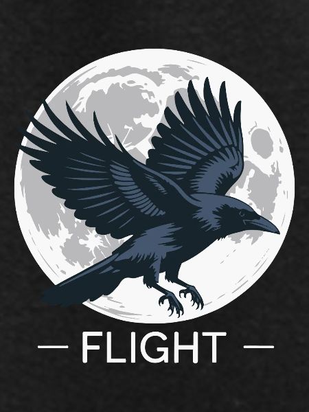 Moonlit Raven Flight