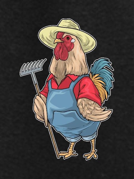 chicken farmer rake farm