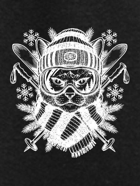 Skiing Cat Illustration Ski