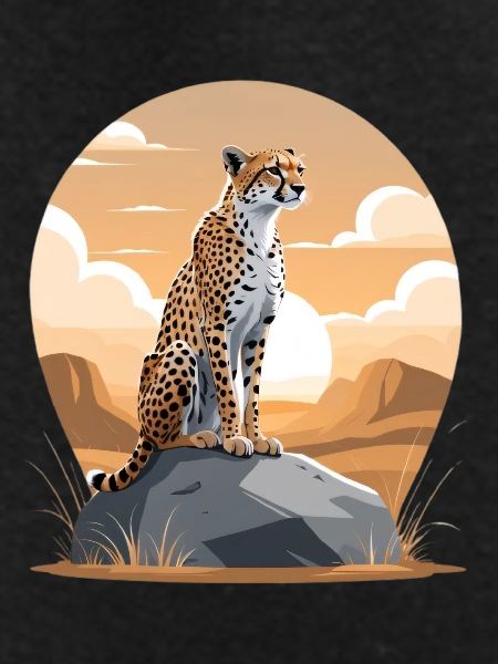 Cheetah in desert sunset
