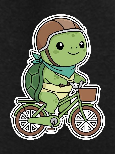 Green turtle on bicycle