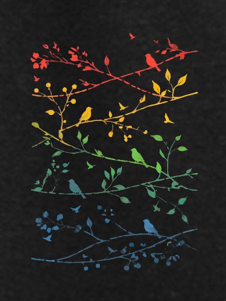 Rainbow branches and birds