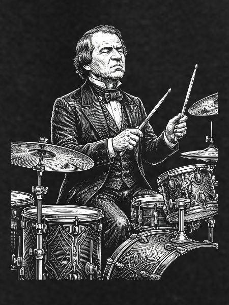Andrew Johnson plays drums
