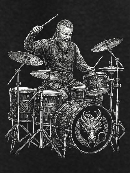 Ragnar Lodbrok plays drums