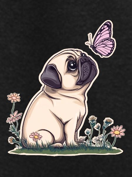 Pug with butterfly