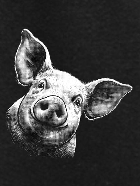 Funny peeking pig