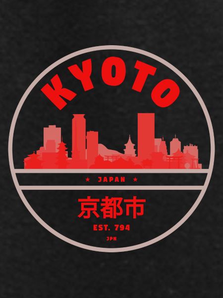 Kyoto Skyline Red Silhouette