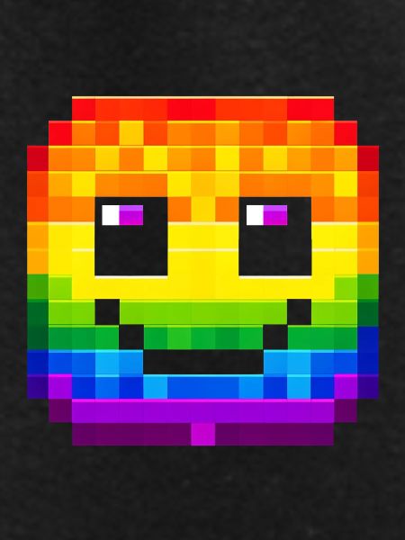 Pixelated Rainbow Smile Face