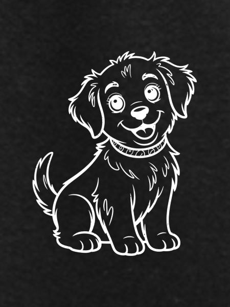 Smiling Puppy Line Drawing