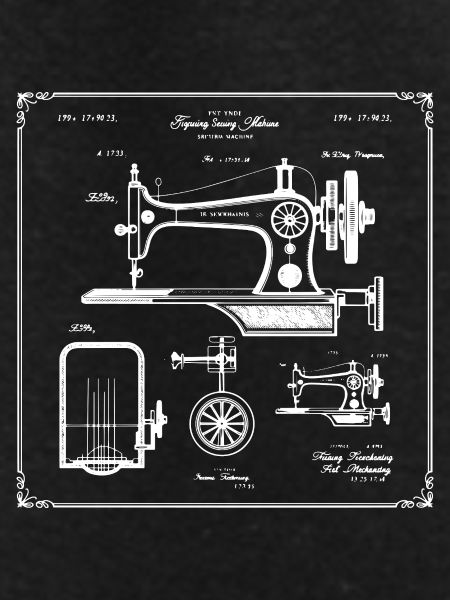 Antique Sewing Machine Blueprint