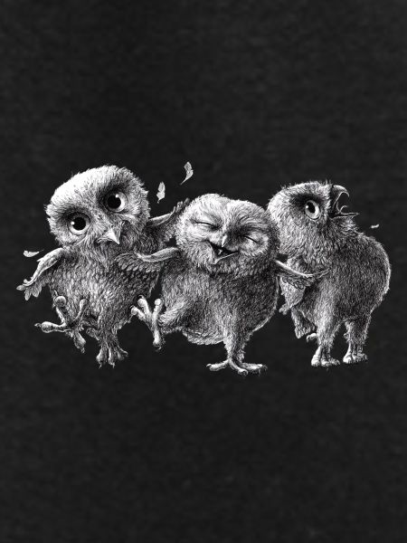 three happy owls