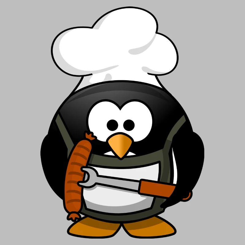 Cuisson du pingouin avec des saucisses grillées