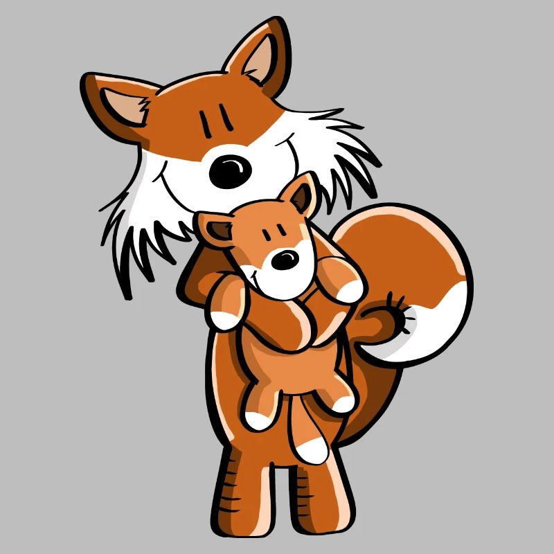 Fuchs mit Babyfuchs - Comic- Geschenk - Kinder