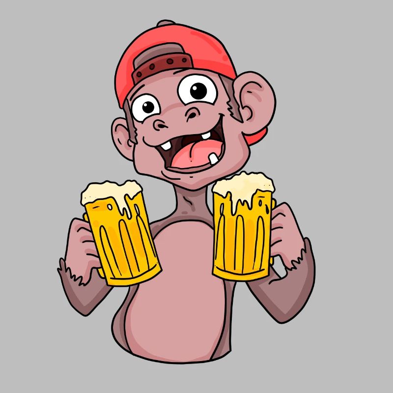Affe mit Biergläser