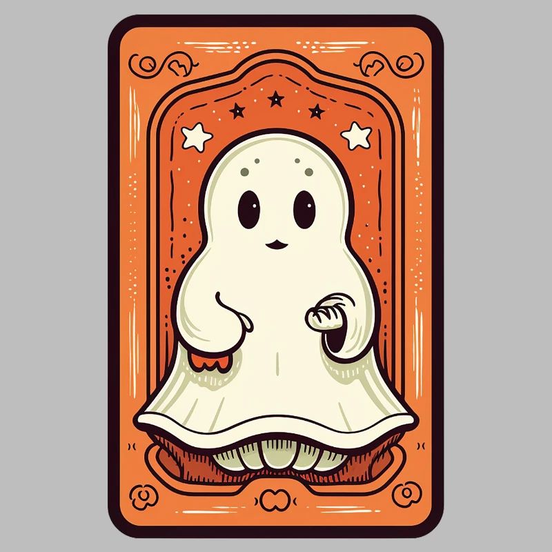 Orange Ghost Tarot Card