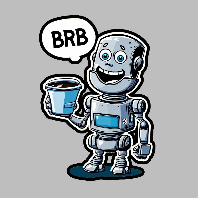 Drôle de robot avec du café et un ensemble BRB