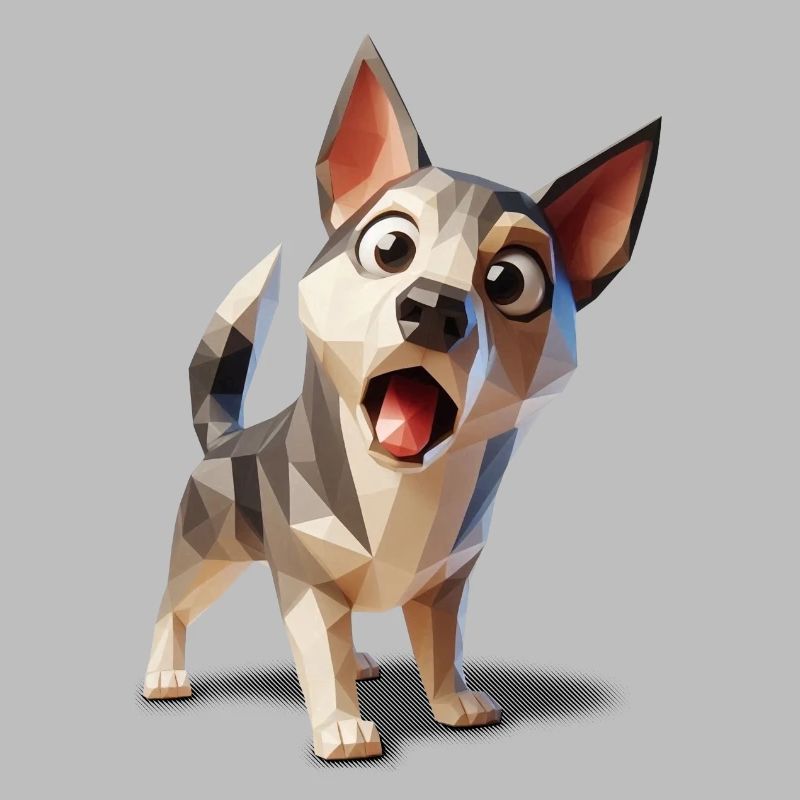 Chiot chien surpris lowpoly