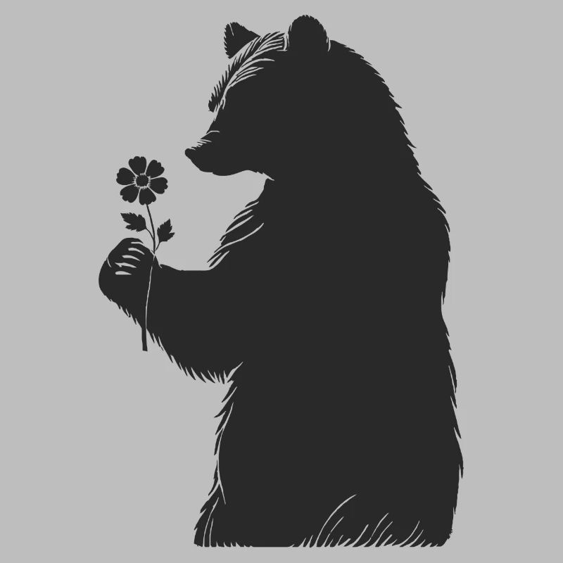 Ours doux avec fleur dans le style de la main - silhouette