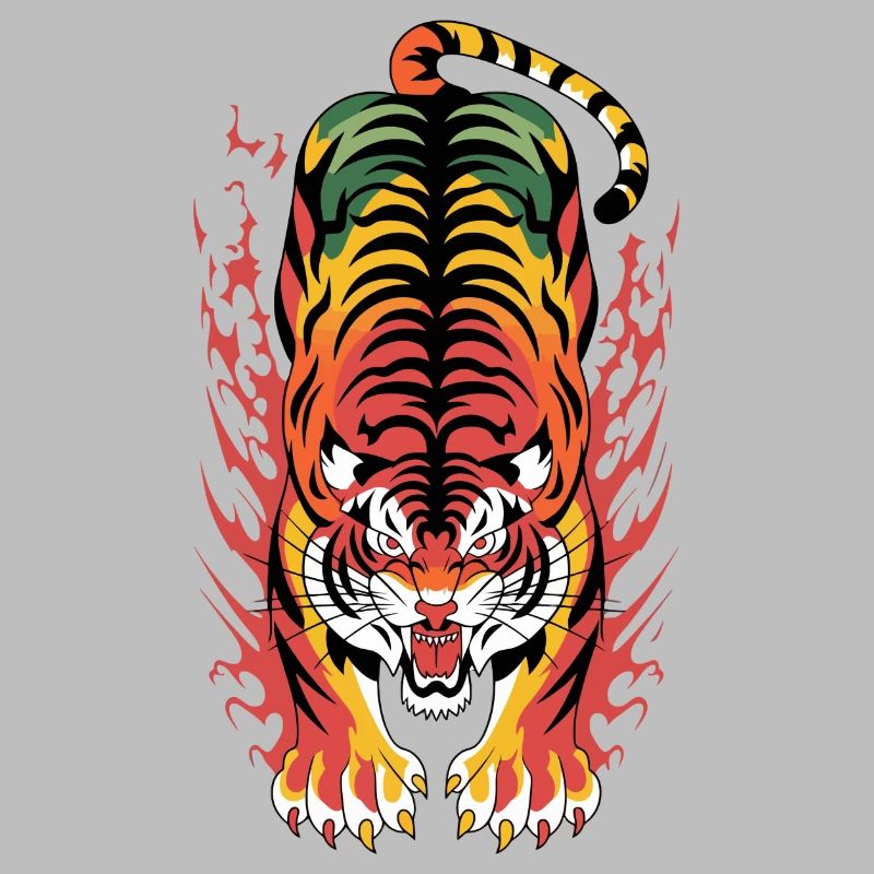 Flammenplatsch der Flammenflamme des lodernden Tigers