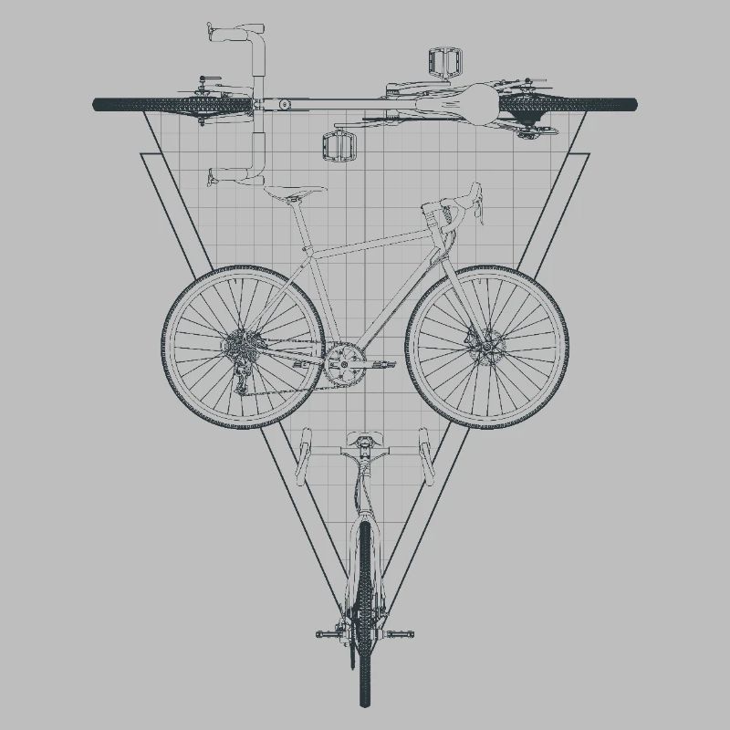 Geometric Bicycle Inside Triangle Emblem