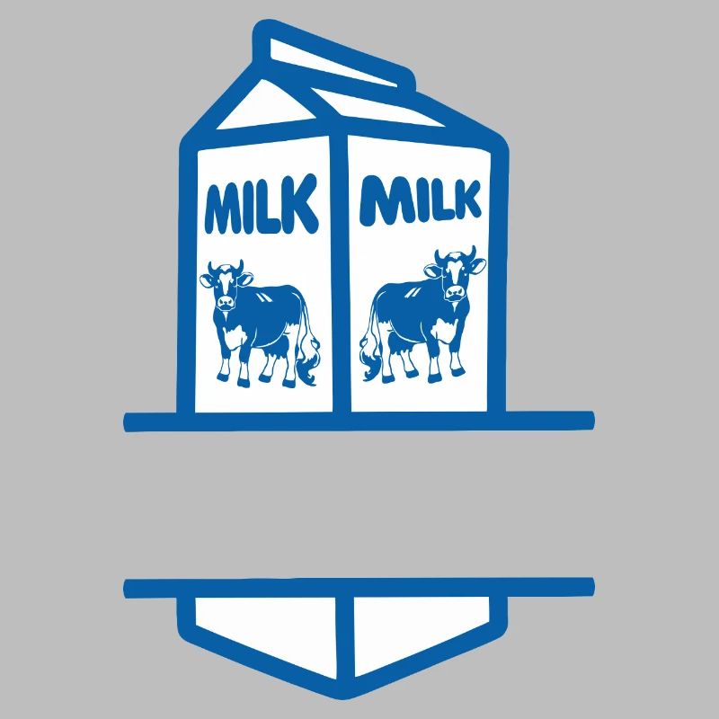 Blauer Milchkarton mit Kuh-eigenem Text