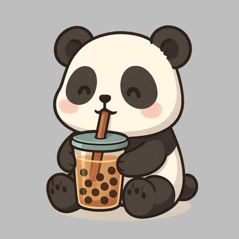 Panda bear with bubble tea